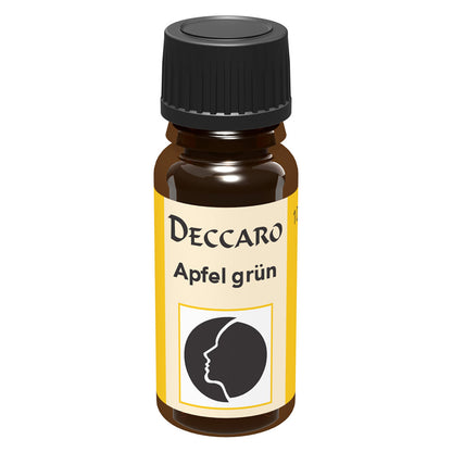 DECCARO Aromaöle zur Wohnraum-Aromatisierung. Inhalt 10ml, Parfüm-Öl Duftrichtung Apfel grün, geschlossene Flasche
