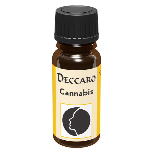 DECCARO Aromaöle zur Wohnraum-Aromatisierung. Inhalt 10ml, Parfüm-Öl Duftrichtung Cannabis, geschlossene Flasche