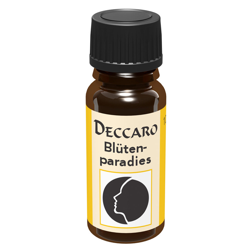 DECCARO Aromaöle zur Wohnraum-Aromatisierung. Inhalt 10ml, Parfüm-Öl Duftrichtung Blütenparadies, geschlossene Flasche