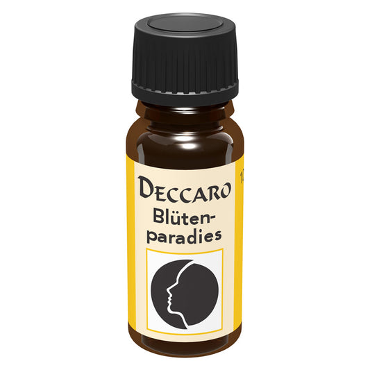 DECCARO Aromaöle zur Wohnraum-Aromatisierung. Inhalt 10ml, Parfüm-Öl Duftrichtung Blütenparadies, geschlossene Flasche