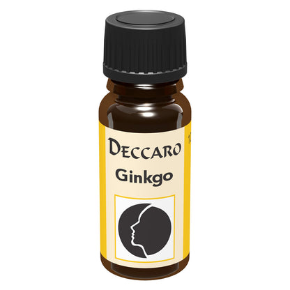 DECCARO Aromaöle zur Wohnraum-Aromatisierung. Inhalt 10ml, Parfüm-Öl Duftrichtung Ginko, geschlossene Flasche