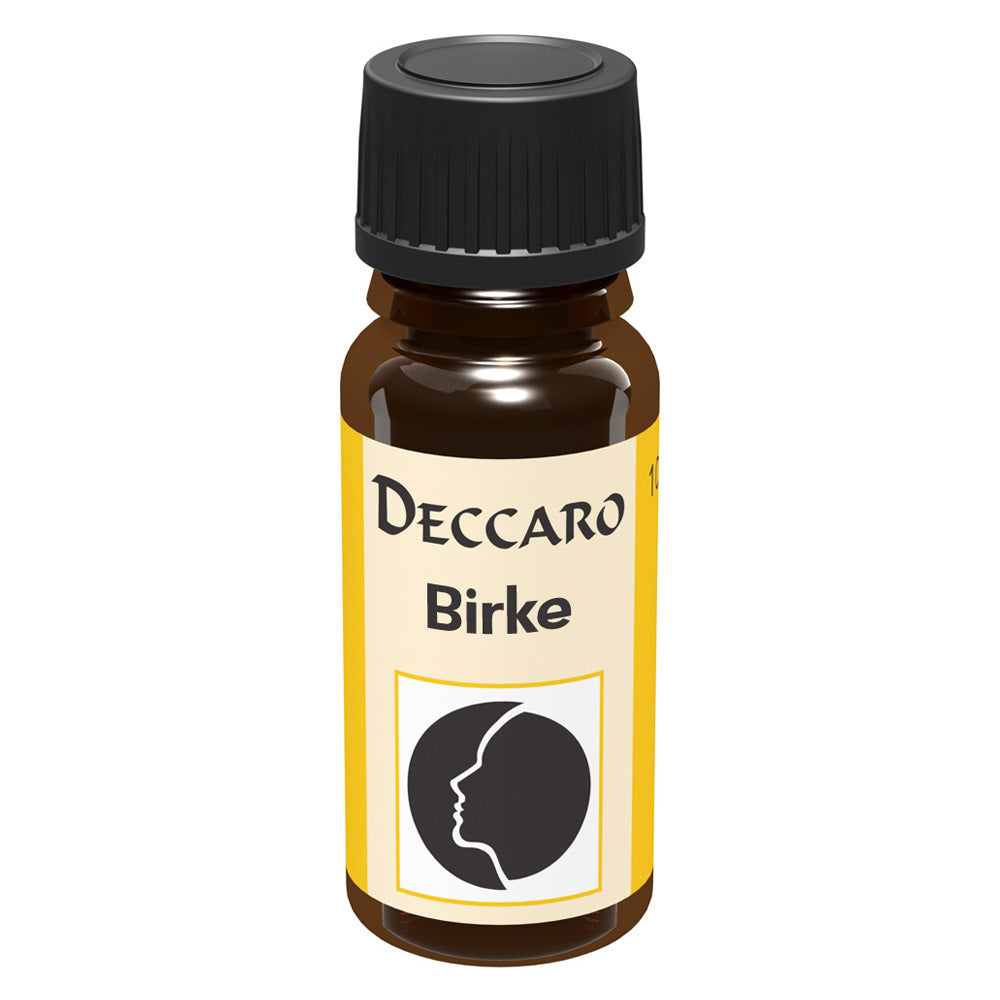 DECCARO Aromaöle zur Wohnraum-Aromatisierung. Inhalt 10ml, Parfüm-Öl Duftrichtung Birke, geschlossene Flasche
