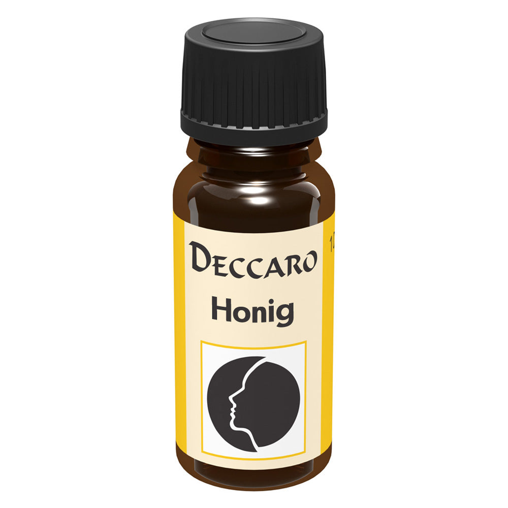 DECCARO Aromaöle zur Wohnraum-Aromatisierung. Inhalt 10ml, Parfüm-Öl Duftrichtung Honig, geschlossene Flasche