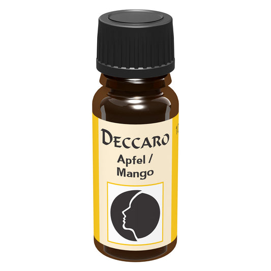 DECCARO Aromaöle zur Wohnraum-Aromatisierung. Inhalt 10ml, Parfüm-Öl Duftrichtung Apfel / Mango, geschlossene Flasche