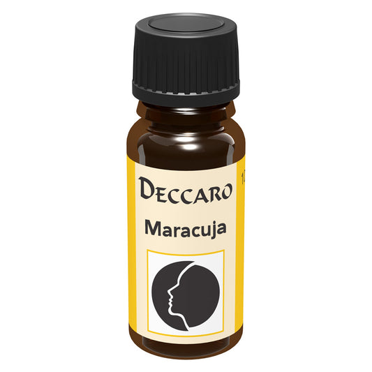 DECCARO Aromaöle zur Wohnraum-Aromatisierung. Inhalt 10ml, Parfüm-Öl Duftrichtung Maracuja, geschlossene Flasche