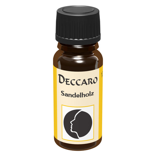 DECCARO Aromaöle zur Wohnraum-Aromatisierung. Inhalt 10ml, Parfüm-Öl Duftrichtung Sandelholz, geschlossene Flasche
