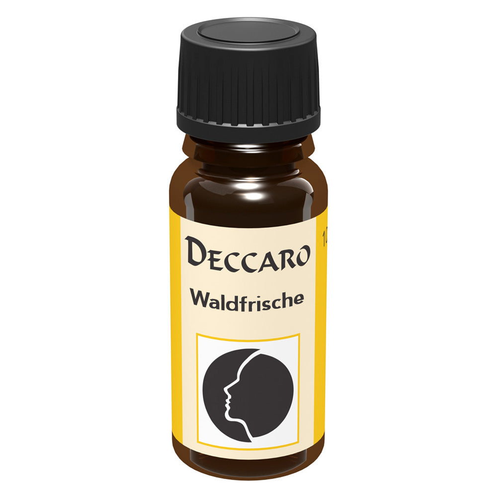 DECCARO Aromaöle zur Wohnraum-Aromatisierung. Inhalt 10ml, Parfüm-Öl Duftrichtung Waldfrische, geschlossene Flasche