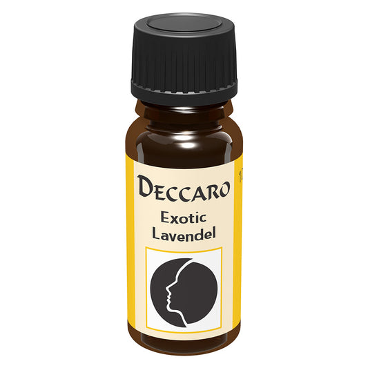DECCARO Aromaöle zur Wohnraum-Aromatisierung. Inhalt 10ml, Parfüm-Öl Duftrichtung Exotic Lavendel, geschlossene Flasche