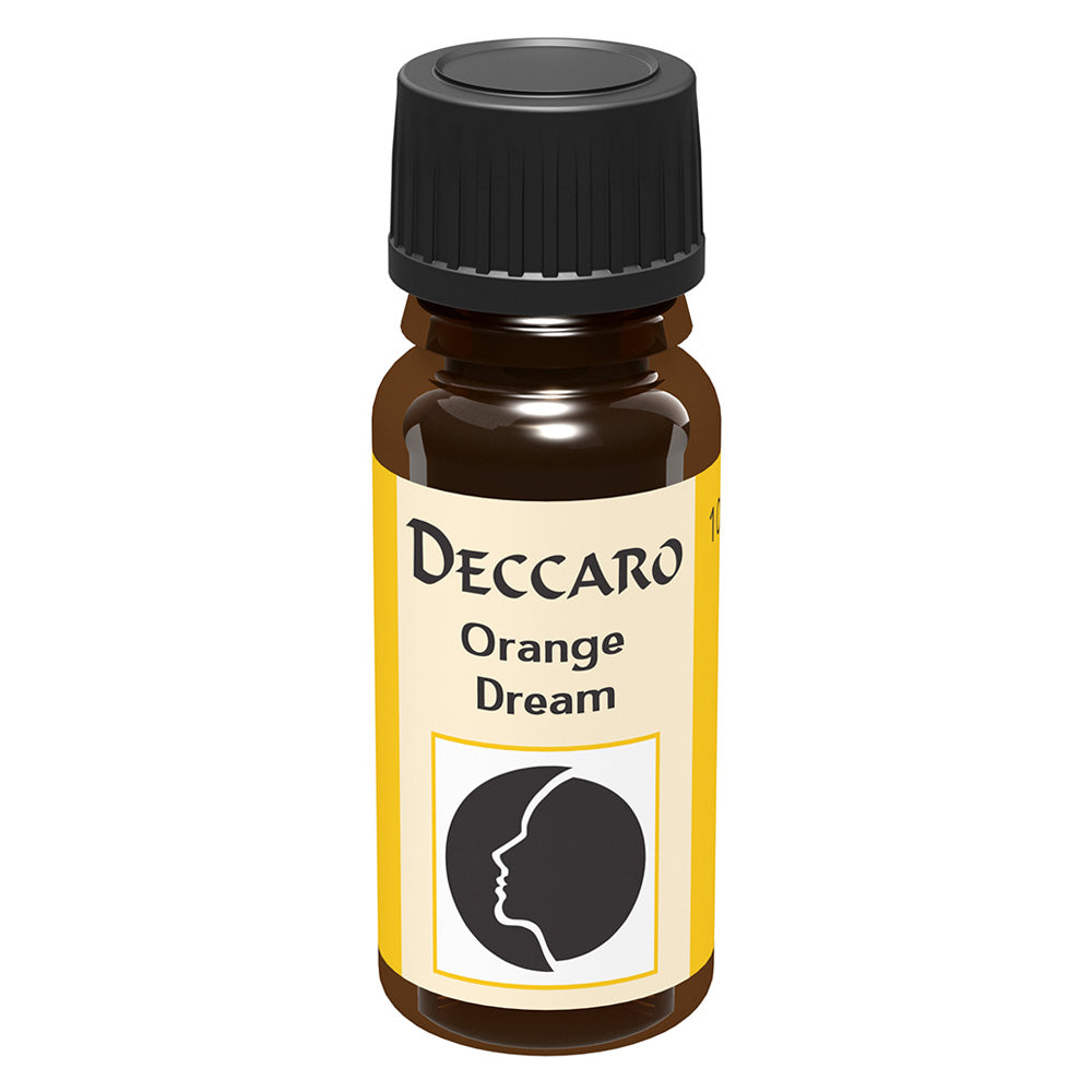 DECCARO Aromaöle zur Wohnraum-Aromatisierung. Inhalt 10ml, Parfüm-Öl Duftrichtung Orange Dream, geschlossene Flasche