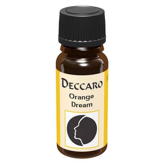 DECCARO Aromaöle zur Wohnraum-Aromatisierung. Inhalt 10ml, Parfüm-Öl Duftrichtung Orange Dream, geschlossene Flasche