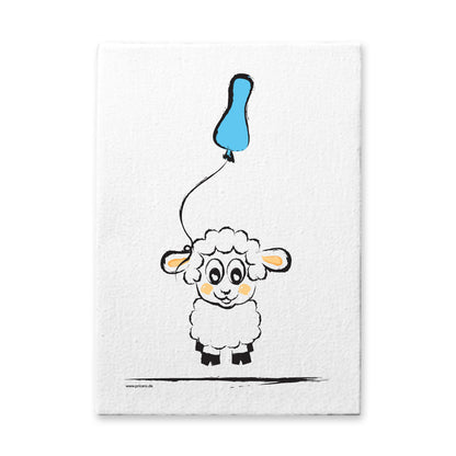 leinwand set "baby-boy", motiv schaf mit luftballon, weiß-orange, blaue optik