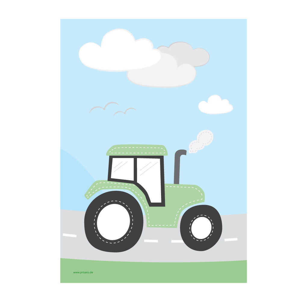 posterset "fahrzeuge", 3  motiv traktor, bunte optik