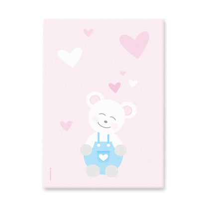 leinwand set "tier harmonie" motiv teddy auf rosafarbenem hintergrund 