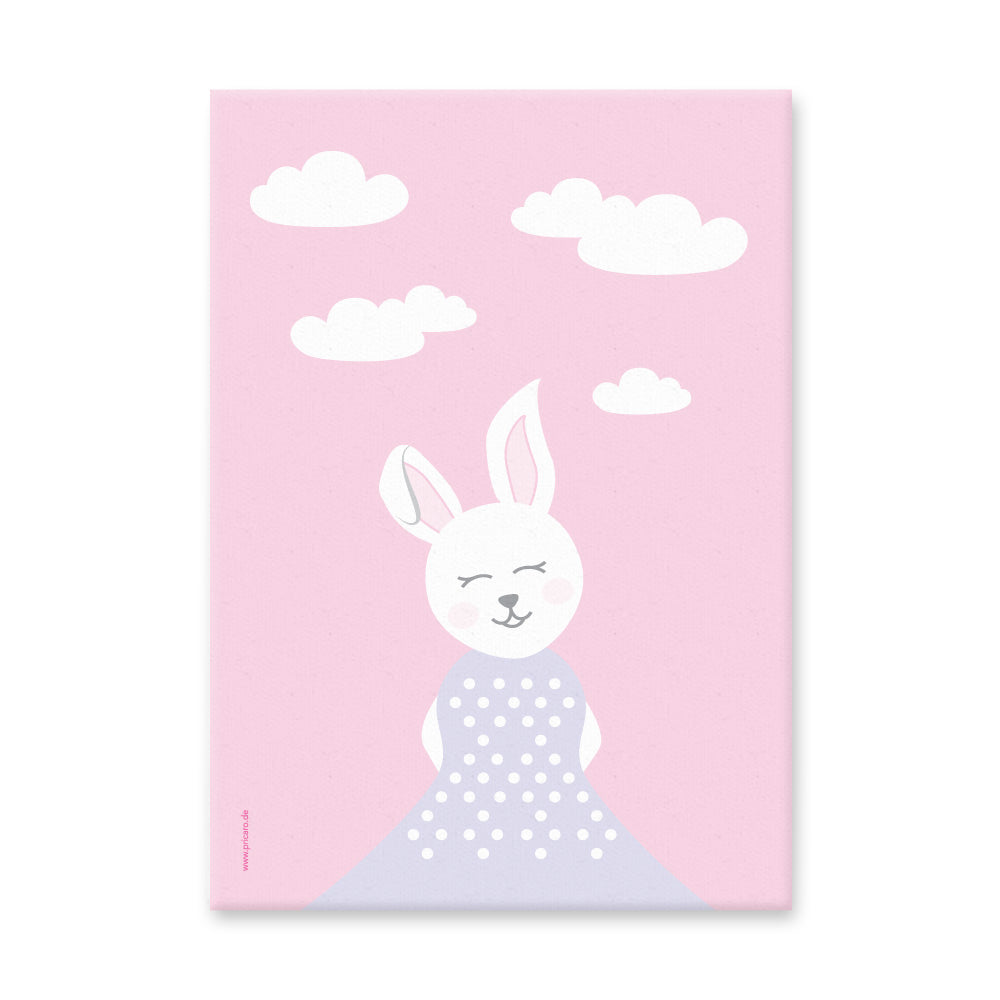 leinwand set "tier harmonie" motiv hase auf rosafarbenem hintergrund 