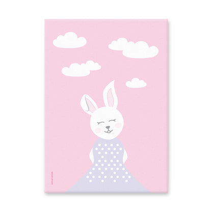 leinwand set "tier harmonie" motiv hase auf rosafarbenem hintergrund 