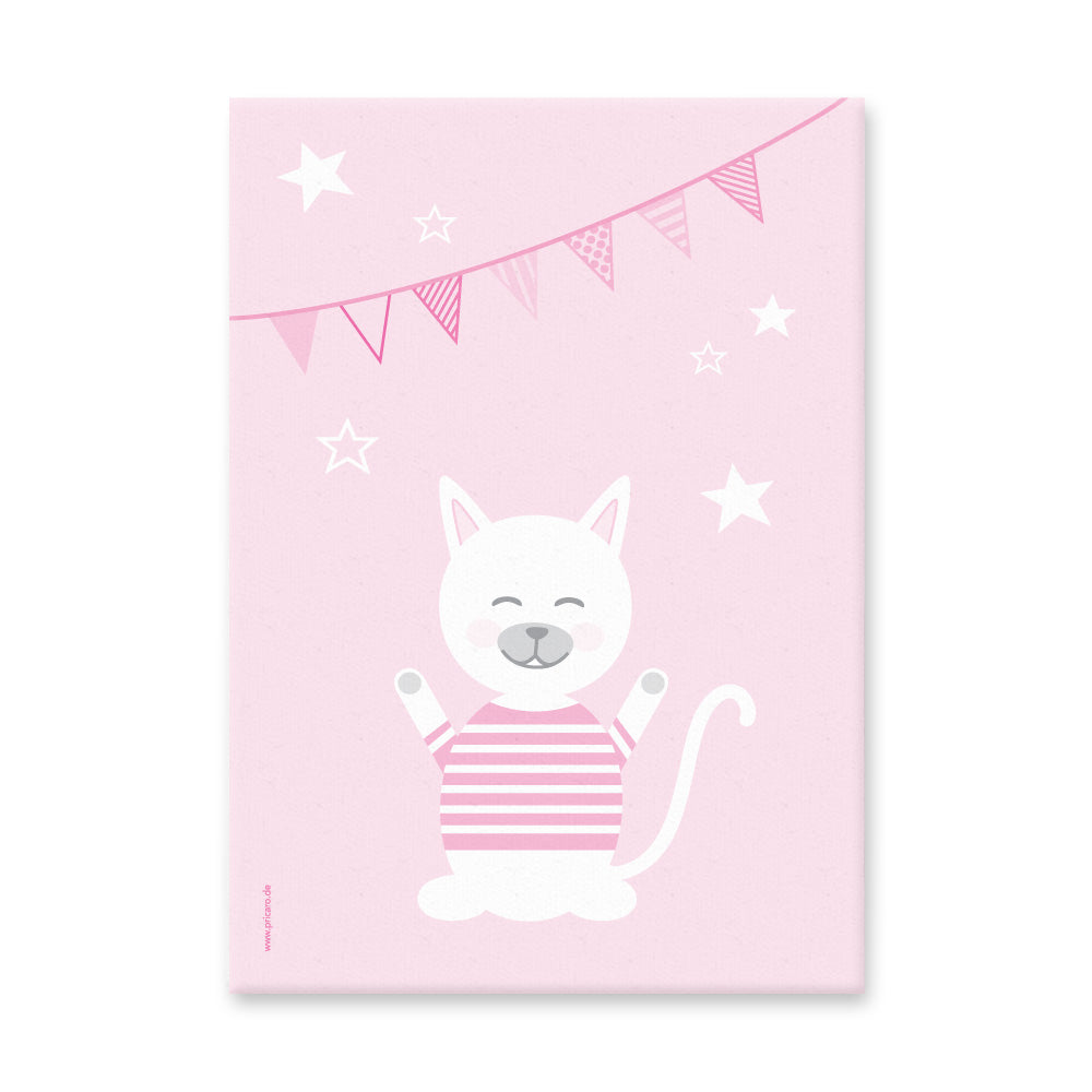 leinwand set "tier harmonie" motiv katze auf rosafarbenem hintergrund 