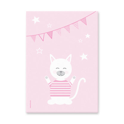 leinwand set "tier harmonie" motiv katze auf rosafarbenem hintergrund 