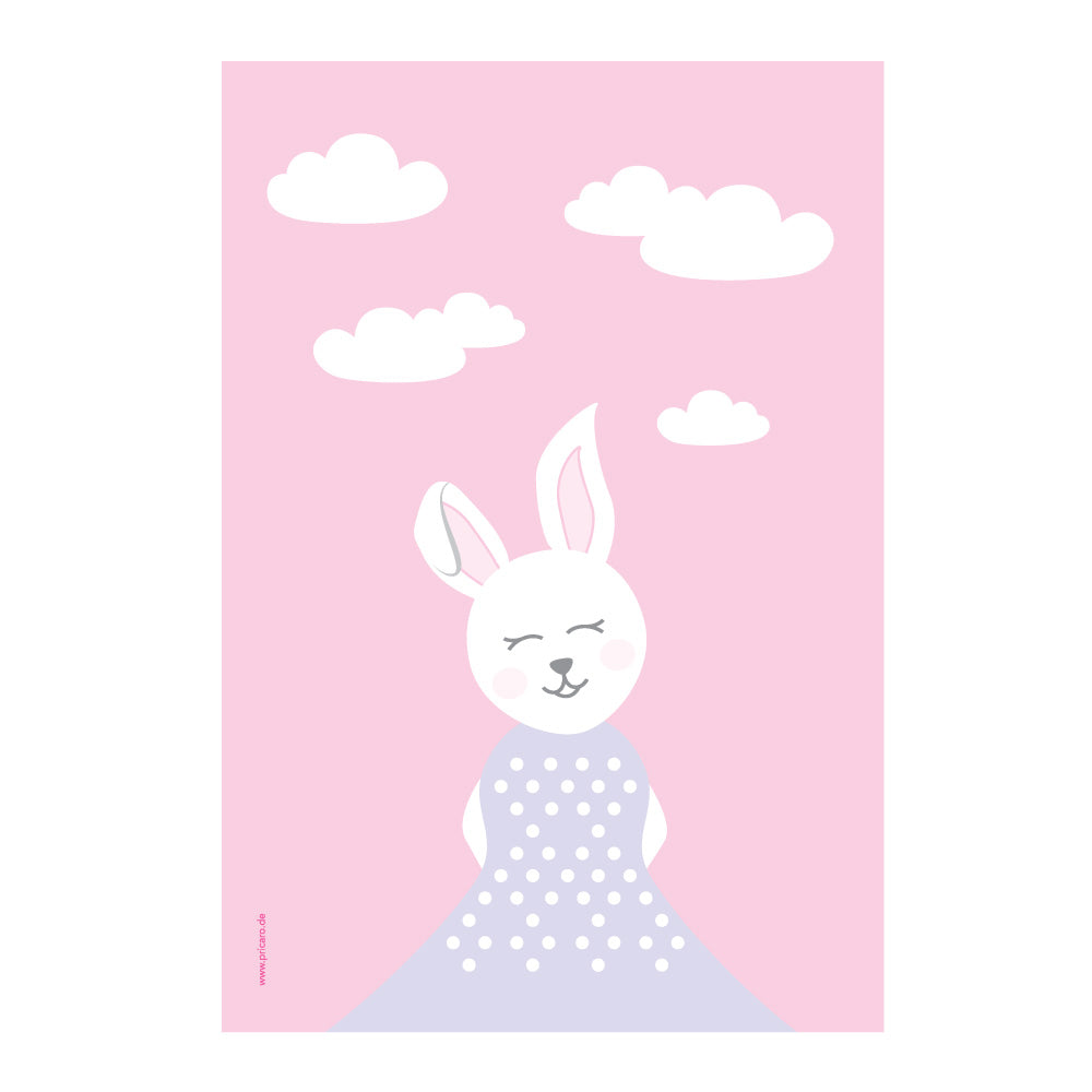 posterset "tier harmonie" motiv hase auf rosafarbenem hintergrund 