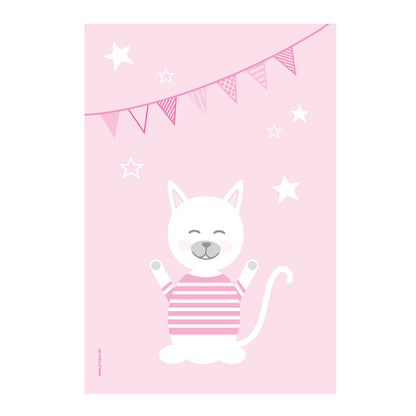 posterset "tier harmonie" motiv katze auf rosafarbenem hintergrund 