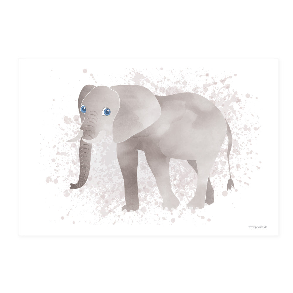poster set "afrika tiere" motiv elefant auf weißem hintergrund 