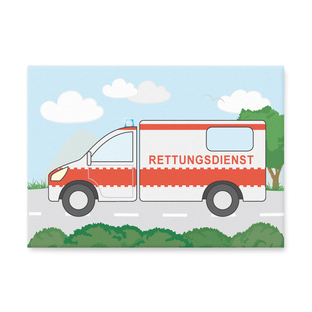 leinwand set "freund und helfer", motiv rettungswagen, bunte optik