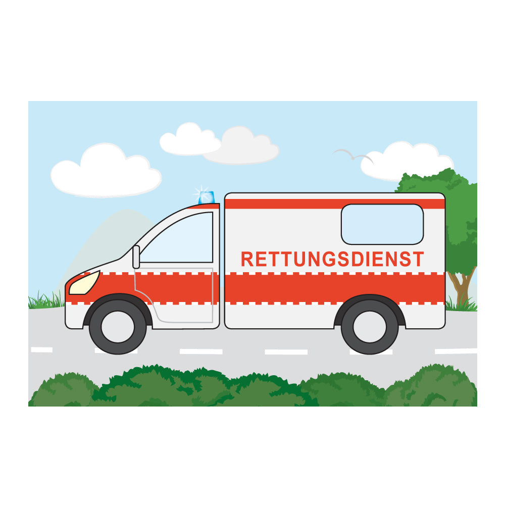 posterset "freund und helfer", motiv rettungswagen, bunte optik