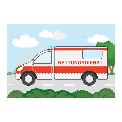 posterset "freund und helfer", motiv rettungswagen, bunte optik
