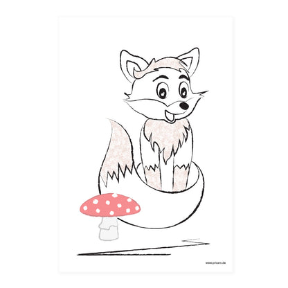 poster set "waldtiere", motiv fuchs auf weißem hintergrund
