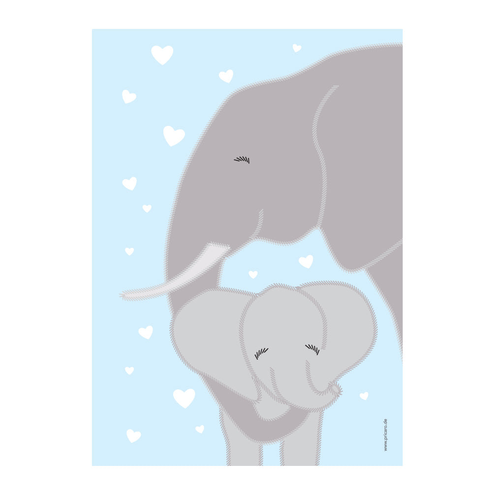 poster set "tierliebe", motiv elefantenmama mit kind