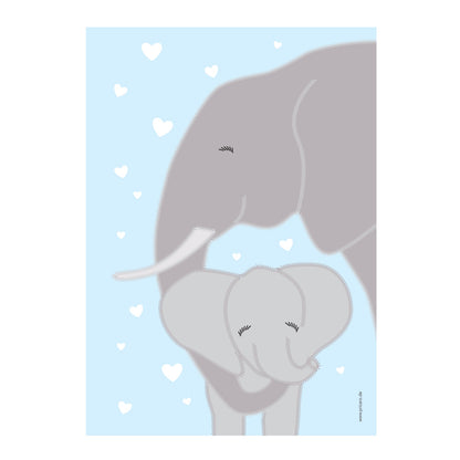 poster set "tierliebe", motiv elefantenmama mit kind