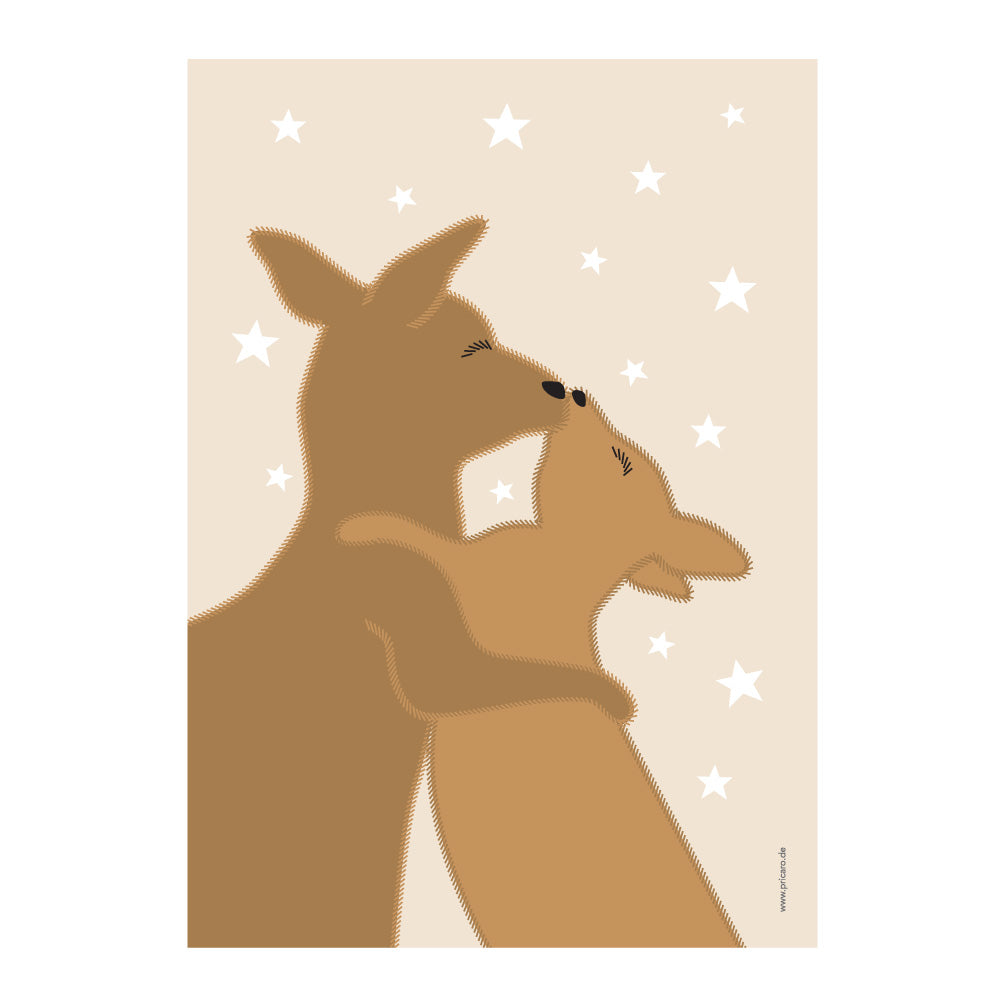 poster set "tierliebe", motiv känguramama mit kind