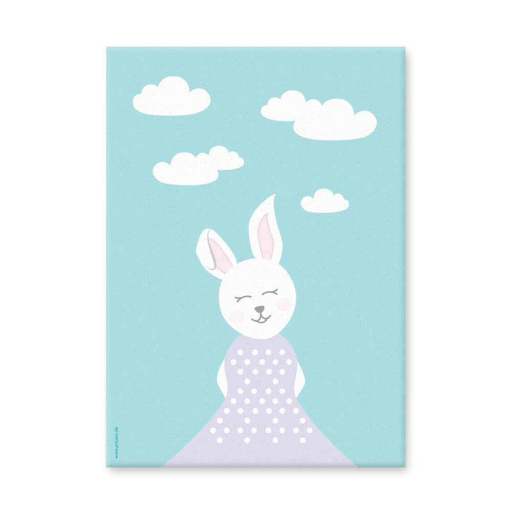 leinwand set "tier harmonie türkis" tiermotiv hase auf türkisfarbenem hintergrund