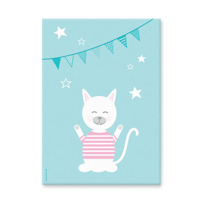 leinwand set "tier harmonie türkis" tiermotiv katze auf türkisfarbenem hintergrund