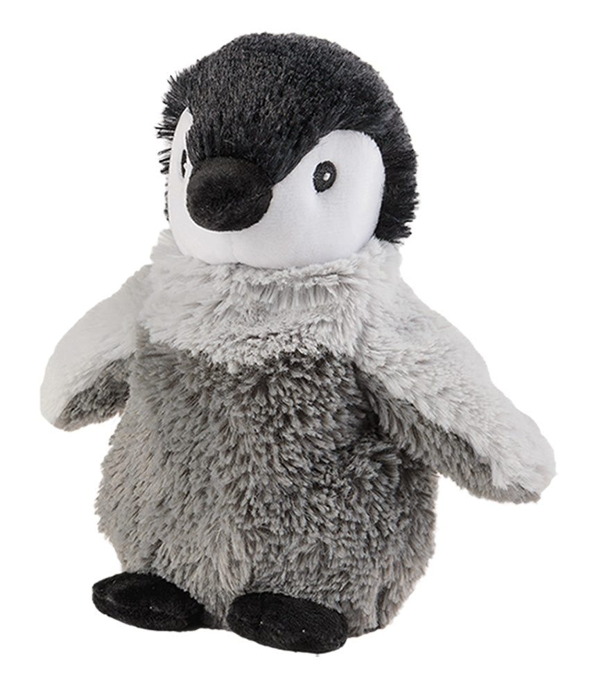 Warmies MINIS Baby-Pinguin, grau-weiß-schwarz, mikrowellengeeignetes Wärmestofftier, das Wärme speichert und angenehm duftet
