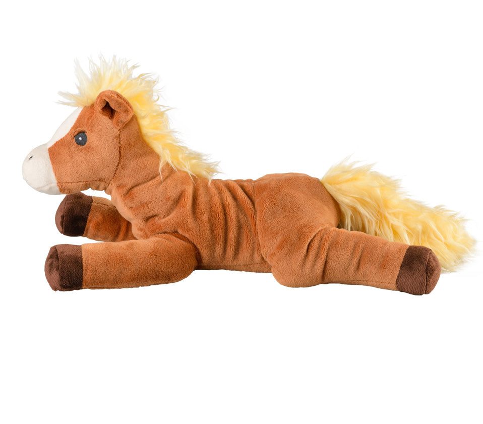Warmies Pony liegend, braun-weiß, mikrowellengeeignetes Wärmestofftier, das Wärme speichert und angenehm duftet