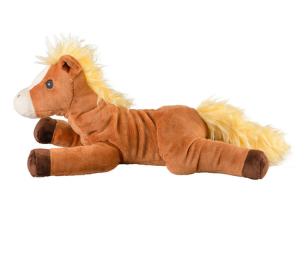 Warmies Pony liegend, braun-weiß, mikrowellengeeignetes Wärmestofftier, das Wärme speichert und angenehm duftet