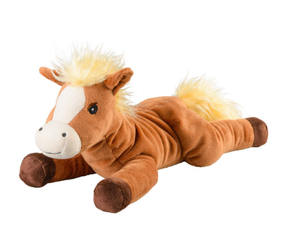 Warmies Pony liegend, braun-weiß, mikrowellengeeignetes Wärmestofftier, das Wärme speichert und angenehm duftet