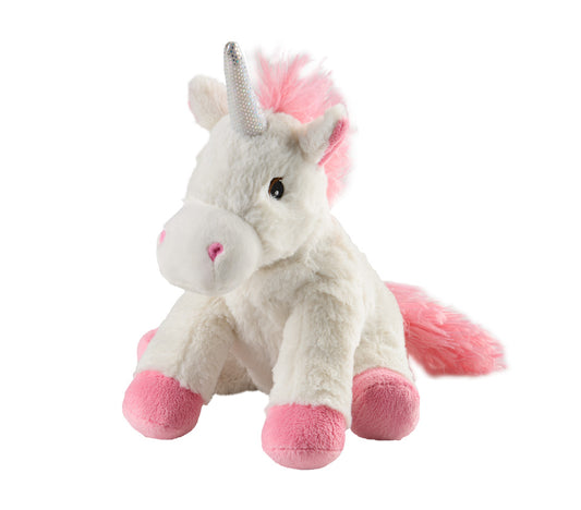 Warmies MINIS Einhorn, weiß-rosa, mikrowellengeeignetes Wärmestofftier, das Wärme speichert und angenehm duftet