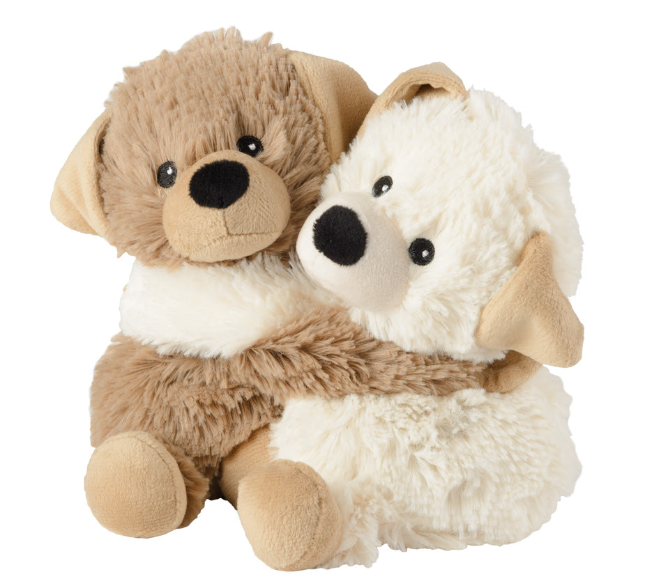 Warmies Kuschelfreunde Hunde, braun-weiß, mikrowellengeeignetes Wärmestofftier, das Wärme speichert und angenehm duftet