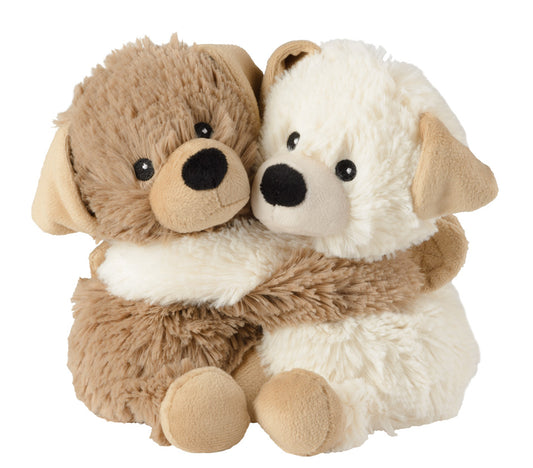 Warmies Kuschelfreunde Hunde, braun-weiß, mikrowellengeeignetes Wärmestofftier, das Wärme speichert und angenehm duftet