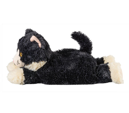Warmies Katze, liegend, schwarz-weiß, mikrowellengeeignetes Wärmestofftier, das Wärme speichert und angenehm duftet
