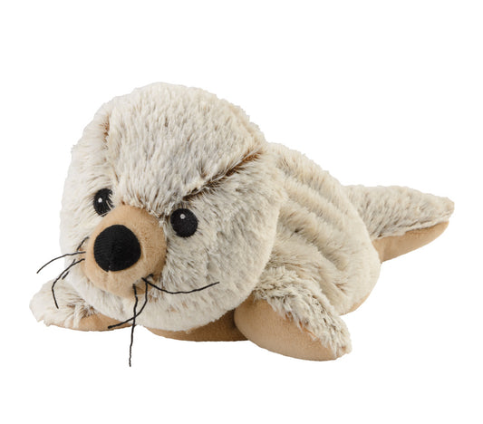 Warmies Robbenbaby, grau-beige, mikrowellengeeignetes Wärmestofftier, das Wärme speichert und angenehm duftet