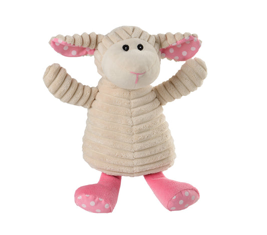 Warmies PURE Schaf Pünktchen, weiß-rosa mit weißen kleinen Punkten an Pfoten und Ohren, mikrowellengeeignetes Wärmestofftier, das Wärme speichert und angenehm duftet