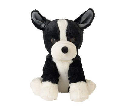 Warmies Hund Boston Terrier, schwarz-weiß, mikrowellengeeignetes Wärmestofftier, das Wärme speichert und angenehm duftet