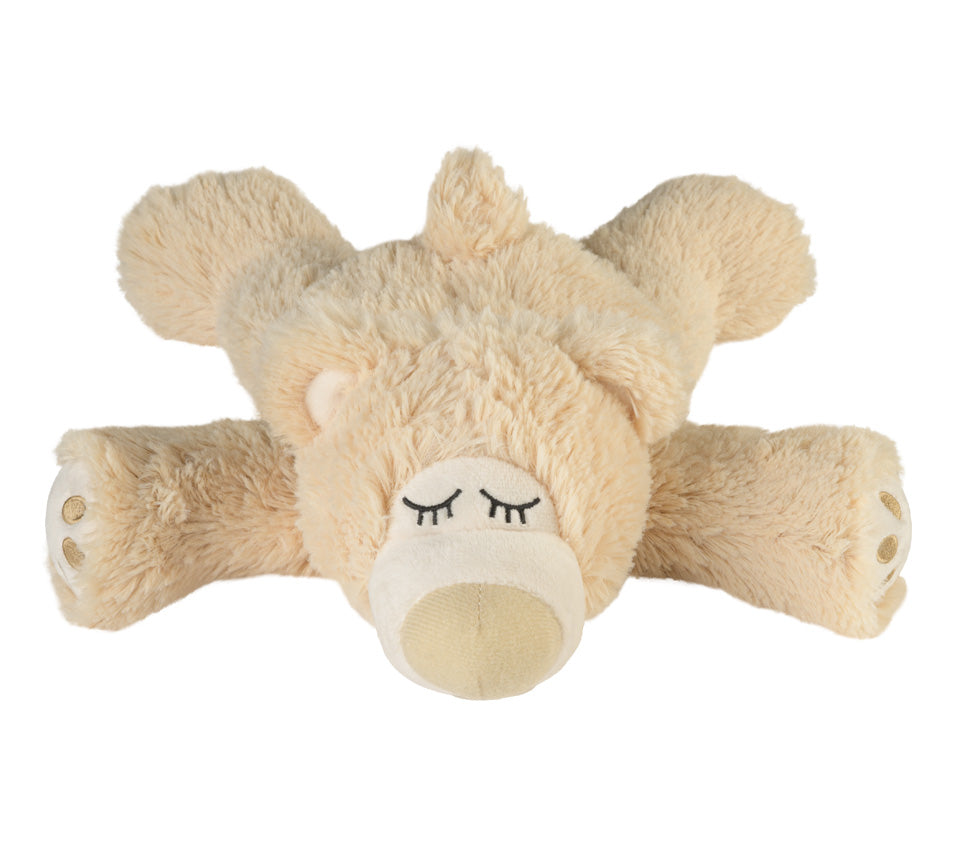 Warmies Sleepy Bear, liegend, beige, mikrowellengeeignetes Wärmestofftier, das Wärme speichert und angenehm duftet