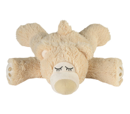 Warmies Sleepy Bear, liegend, beige, mikrowellengeeignetes Wärmestofftier, das Wärme speichert und angenehm duftet
