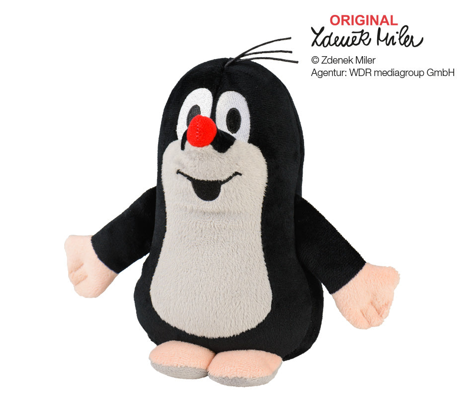 Warmies Der kleine Maulwurf aus der Zeichentrickserie, schwarz-grau, mikrowellengeeignetes Wärmestofftier, das Wärme speichert und angenehm duftet
