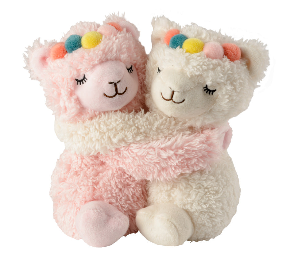 Warmies Kuschelfreunde Lamas, weiß-rosa, mikrowellengeeignetes Wärmestofftier, das Wärme speichert und angenehm duftet
