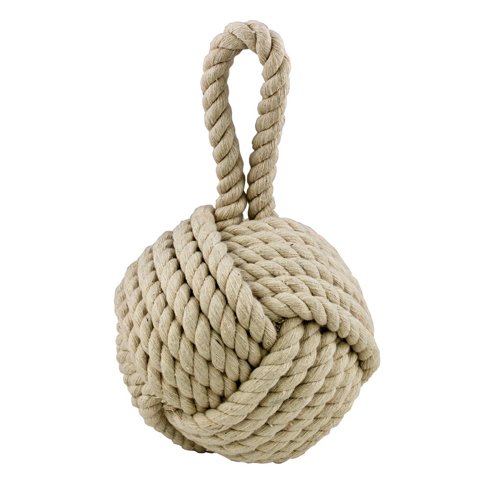 Türstopper Affenfaust in Form eines verschlungenen, verknoteten Taus ist nach einem Seemannsknoten benannt: Der Affenfaust. Farbe beige