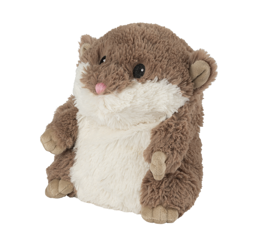 Warmies Hamster, braun-weiß, mikrowellengeeignetes Wärmestofftier, das Wärme speichert und angenehm duftet